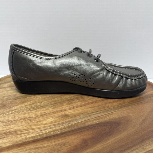SAS Womens Soft Step Heel Leather Moccasins Size 7M Pewter‎ Gray - Picture 14 of 16